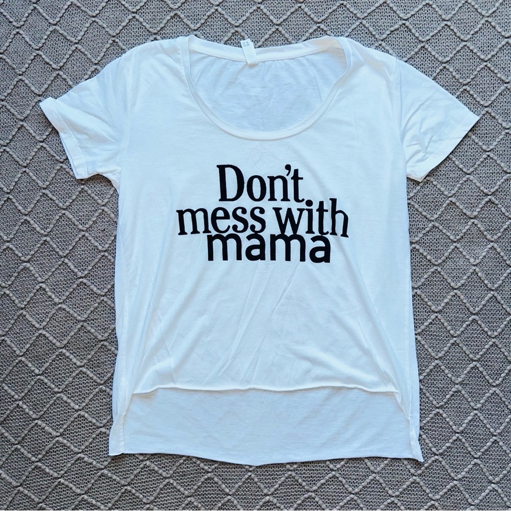 Mama Graphic T-Shirt Neutral Black and White Top Large L Tee